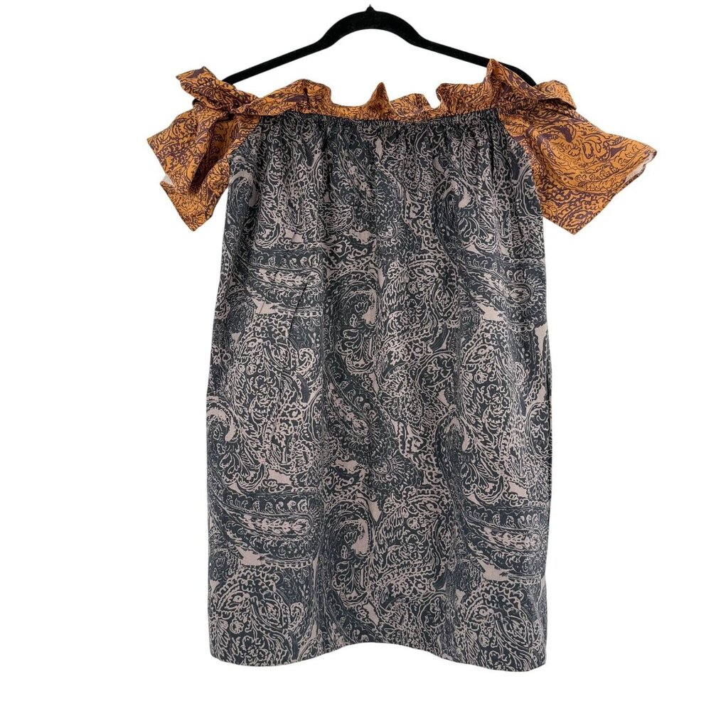 Free People Off-Shoulder Paisley & Floral Dress 100% Cotton Made In India, Size